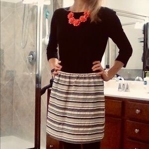 LOFT Black and White Striped Skirt (Lined)